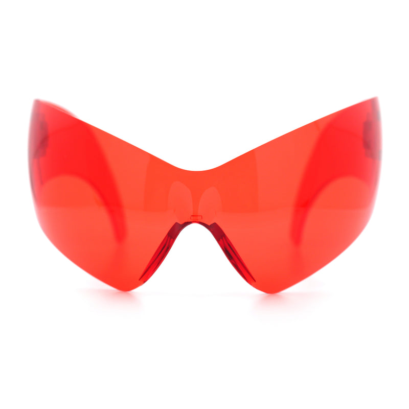 XL Oversized Rimless Shield Futuristic Wrap 80s Funky Robotic Sunglasses