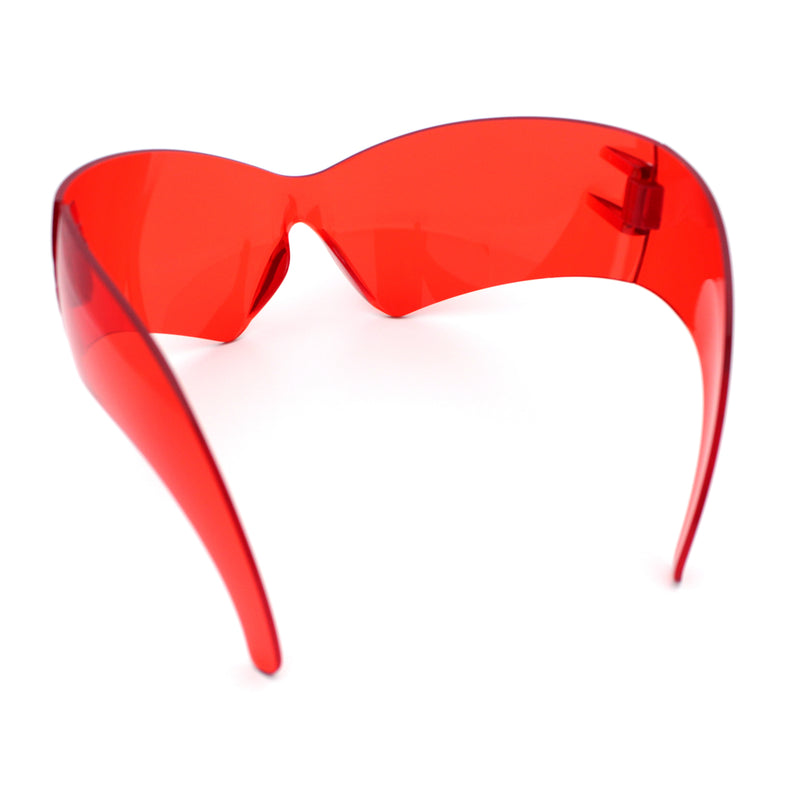 XL Oversized Rimless Shield Futuristic Wrap 80s Funky Robotic Sunglasses