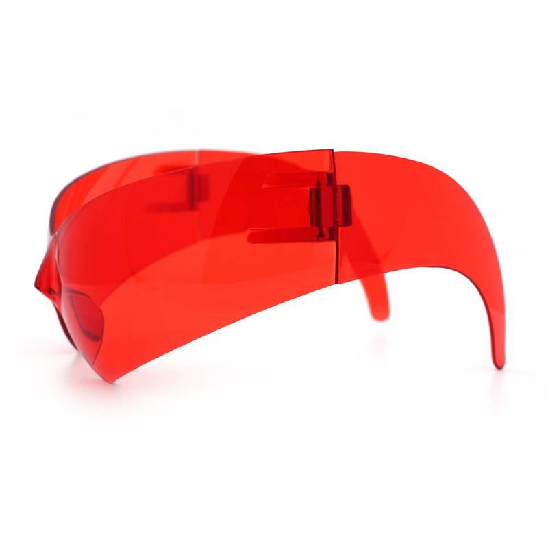 XL Oversized Rimless Shield Futuristic Wrap 80s Funky Robotic Sunglasses