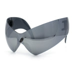 XL Oversized Rimless Shield Futuristic Wrap 80s Funky Robotic Sunglasses