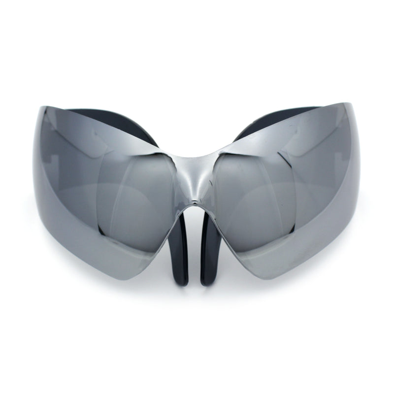 XL Oversized Rimless Shield Futuristic Wrap 80s Funky Robotic Sunglasses