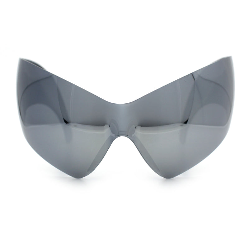 XL Oversized Rimless Shield Futuristic Wrap 80s Funky Robotic Sunglasses