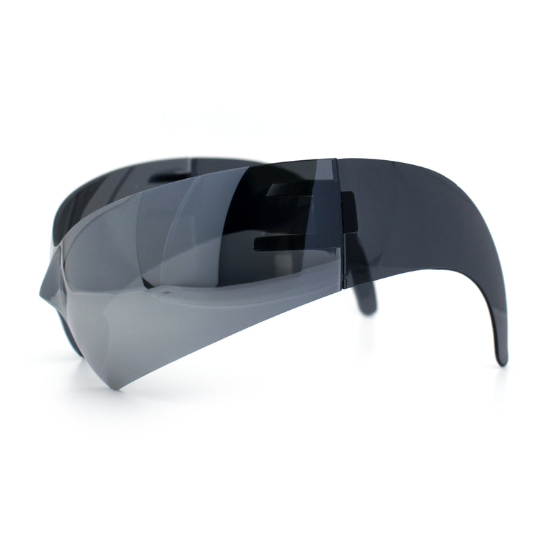 XL Oversized Rimless Shield Futuristic Wrap 80s Funky Robotic Sunglasses