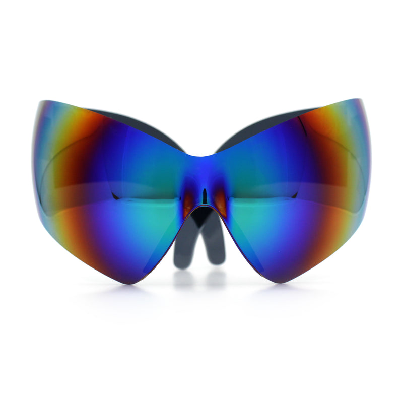 XL Oversized Rimless Shield Futuristic Wrap 80s Funky Robotic Sunglasses