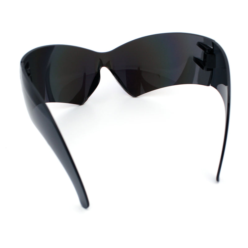 XL Oversized Rimless Shield Futuristic Wrap 80s Funky Robotic Sunglasses