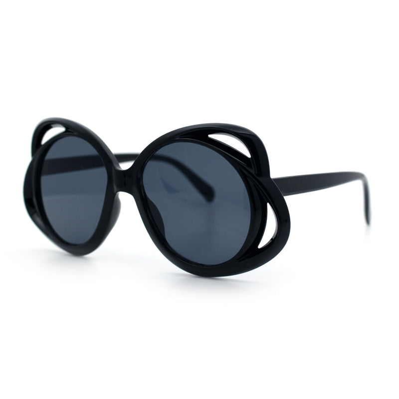 Womens Scribble Petal Rim Plastic Round Cute Feminine Sunglasses