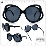 Womens Scribble Petal Rim Plastic Round Cute Feminine Sunglasses