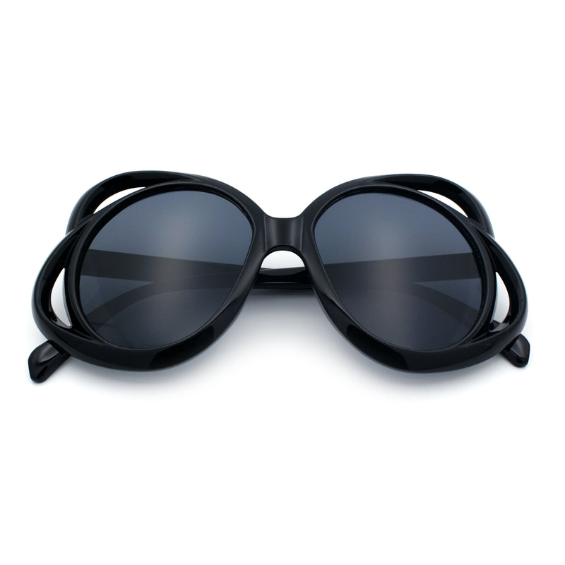Womens Scribble Petal Rim Plastic Round Cute Feminine Sunglasses