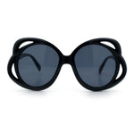 Womens Scribble Petal Rim Plastic Round Cute Feminine Sunglasses