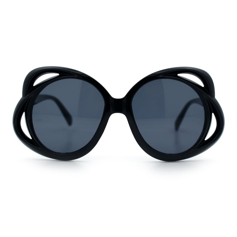 Womens Scribble Petal Rim Plastic Round Cute Feminine Sunglasses