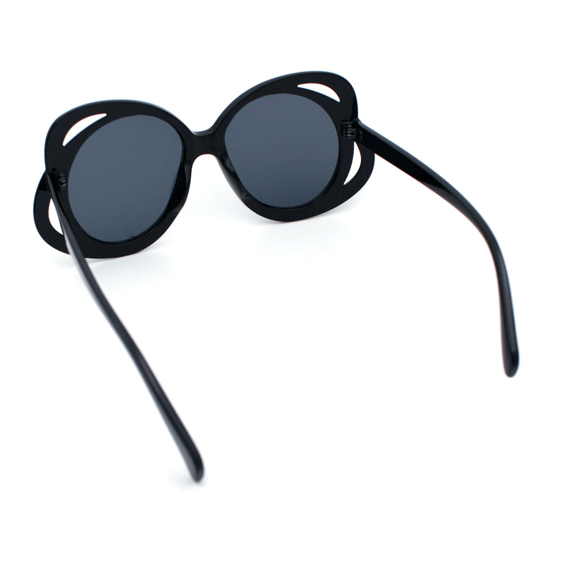 Womens Scribble Petal Rim Plastic Round Cute Feminine Sunglasses