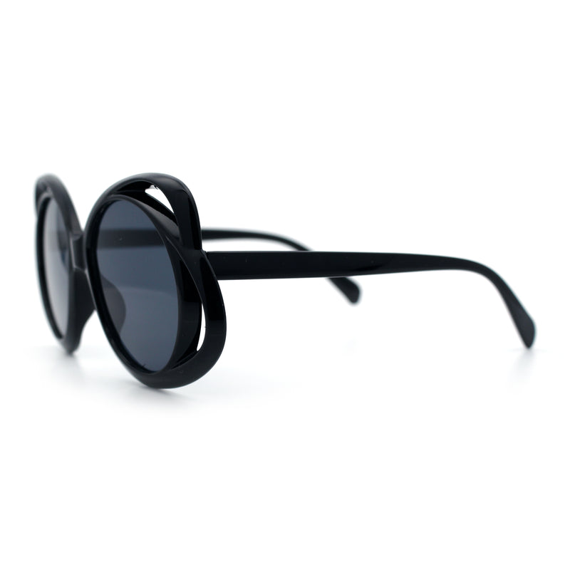 Womens Scribble Petal Rim Plastic Round Cute Feminine Sunglasses