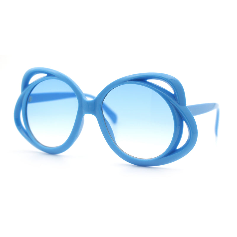 Womens Scribble Petal Rim Plastic Round Cute Feminine Sunglasses