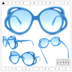 Womens Scribble Petal Rim Plastic Round Cute Feminine Sunglasses