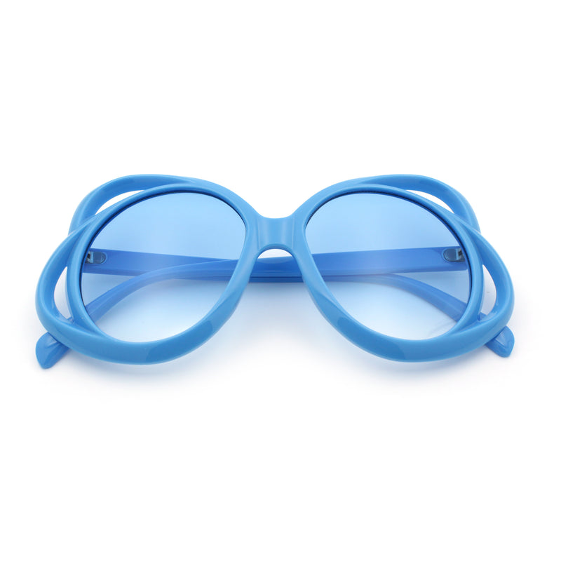 Womens Scribble Petal Rim Plastic Round Cute Feminine Sunglasses