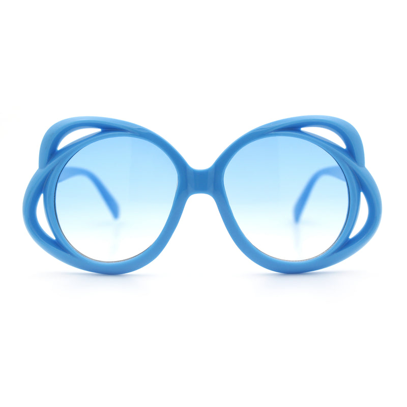 Womens Scribble Petal Rim Plastic Round Cute Feminine Sunglasses