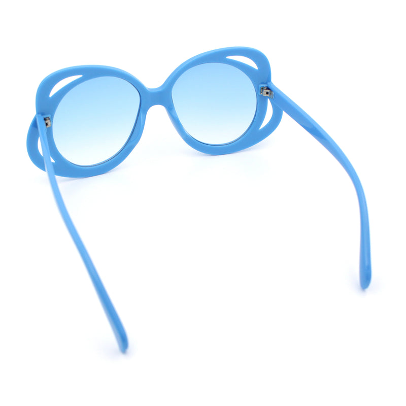 Womens Scribble Petal Rim Plastic Round Cute Feminine Sunglasses