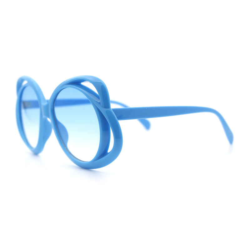 Womens Scribble Petal Rim Plastic Round Cute Feminine Sunglasses
