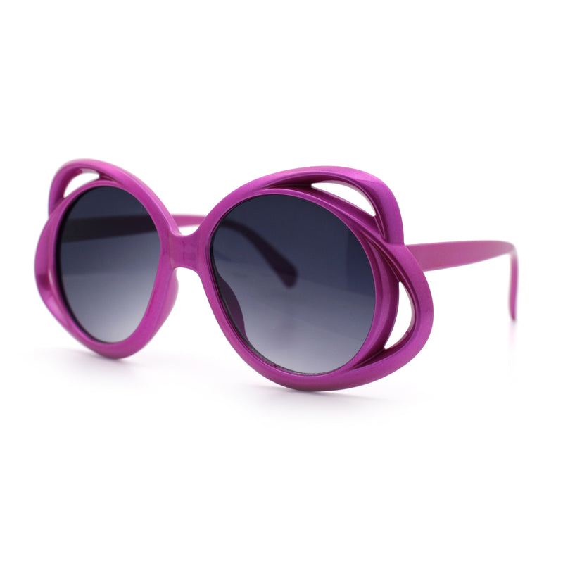 Womens Scribble Petal Rim Plastic Round Cute Feminine Sunglasses
