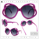 Womens Scribble Petal Rim Plastic Round Cute Feminine Sunglasses
