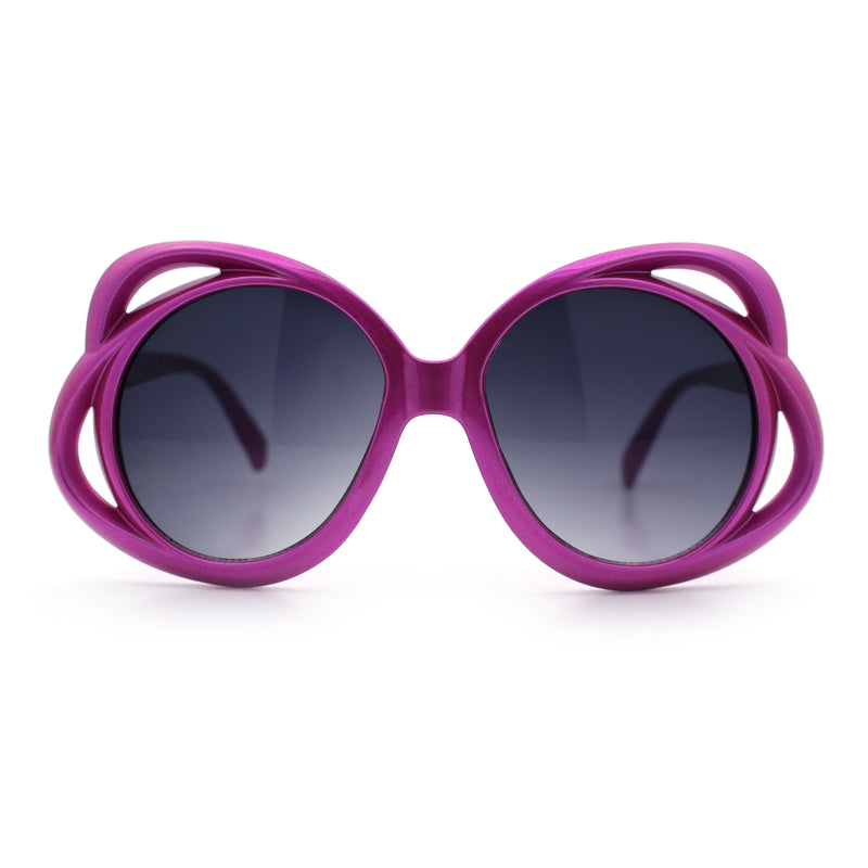 Womens Scribble Petal Rim Plastic Round Cute Feminine Sunglasses