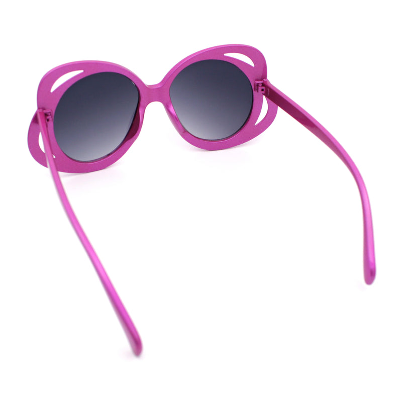 Womens Scribble Petal Rim Plastic Round Cute Feminine Sunglasses
