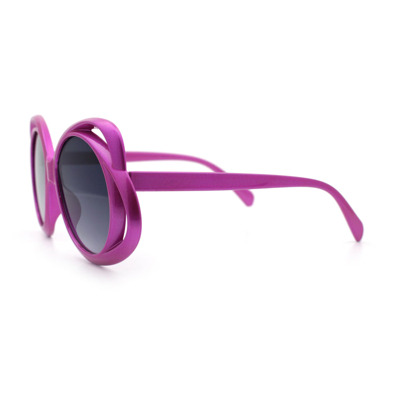 Womens Scribble Petal Rim Plastic Round Cute Feminine Sunglasses