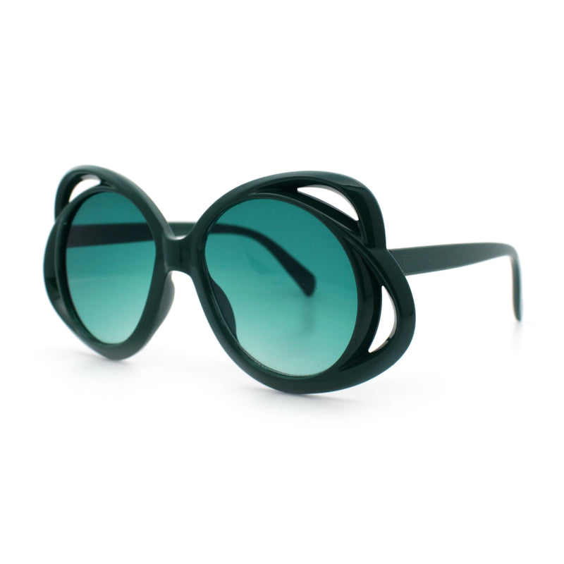 Womens Scribble Petal Rim Plastic Round Cute Feminine Sunglasses
