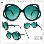 Womens Scribble Petal Rim Plastic Round Cute Feminine Sunglasses
