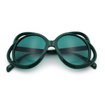 Womens Scribble Petal Rim Plastic Round Cute Feminine Sunglasses
