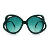 Womens Scribble Petal Rim Plastic Round Cute Feminine Sunglasses