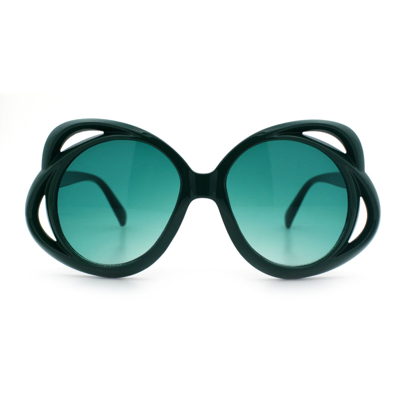 Womens Scribble Petal Rim Plastic Round Cute Feminine Sunglasses