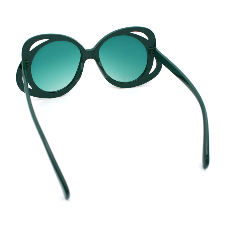 Womens Scribble Petal Rim Plastic Round Cute Feminine Sunglasses