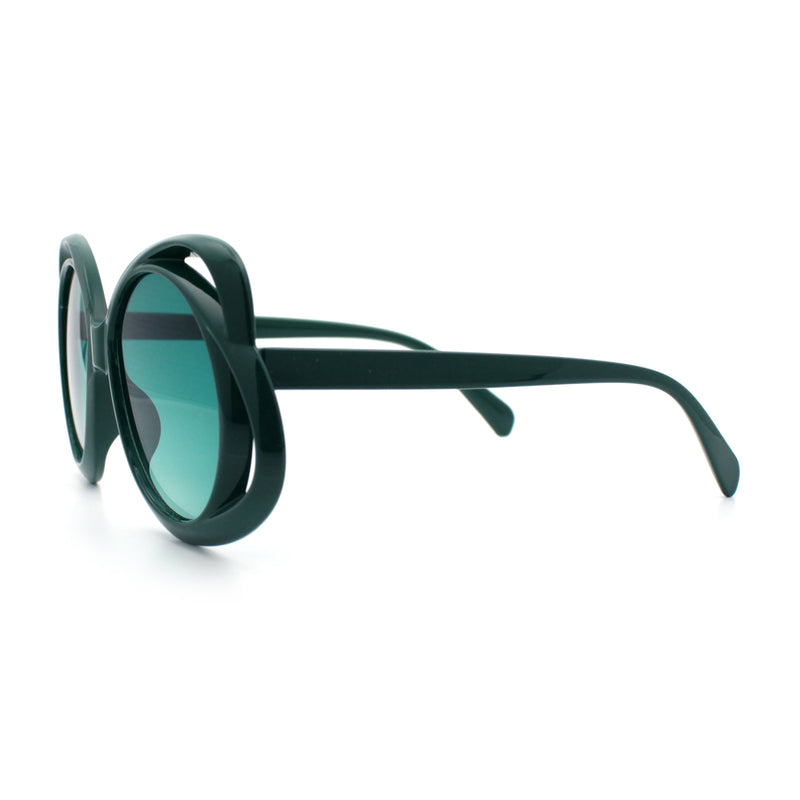 Womens Scribble Petal Rim Plastic Round Cute Feminine Sunglasses
