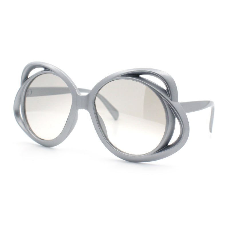 Womens Scribble Petal Rim Plastic Round Cute Feminine Sunglasses