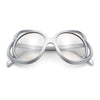 Womens Scribble Petal Rim Plastic Round Cute Feminine Sunglasses