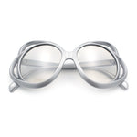 Womens Scribble Petal Rim Plastic Round Cute Feminine Sunglasses