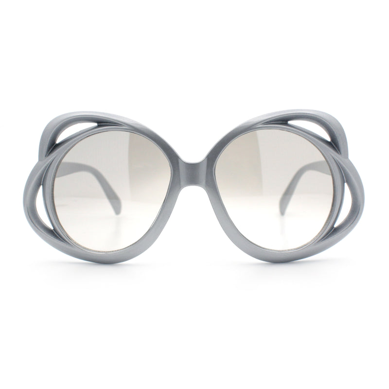 Womens Scribble Petal Rim Plastic Round Cute Feminine Sunglasses