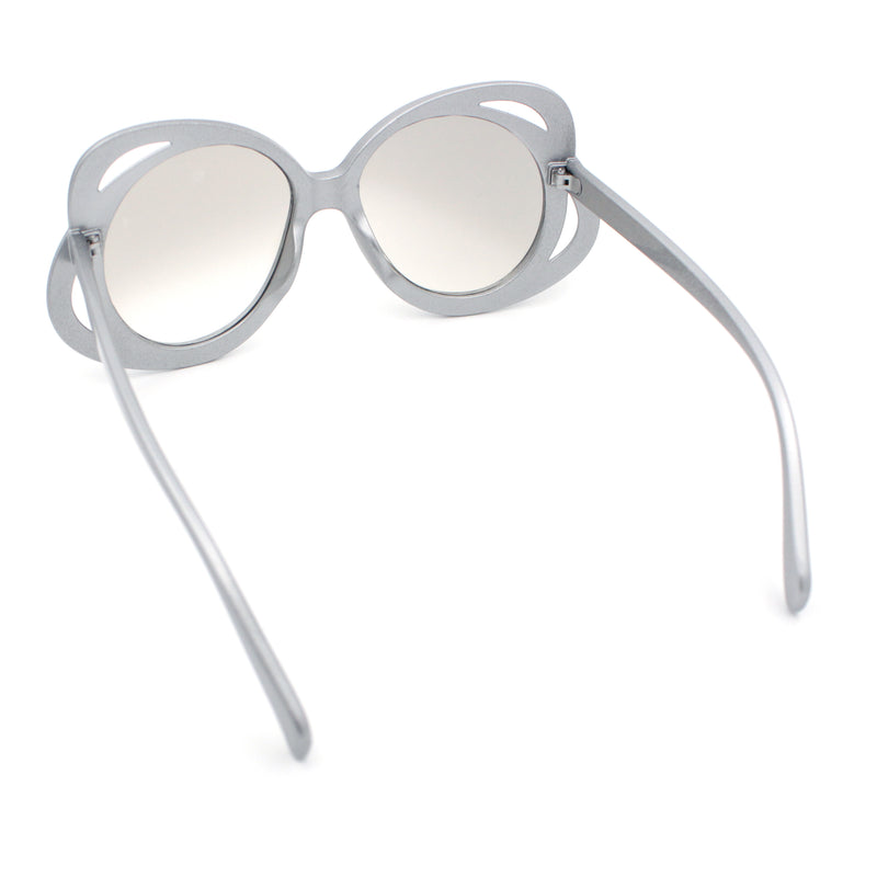 Womens Scribble Petal Rim Plastic Round Cute Feminine Sunglasses