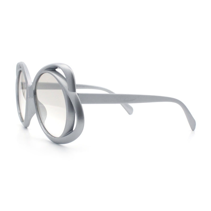 Womens Scribble Petal Rim Plastic Round Cute Feminine Sunglasses