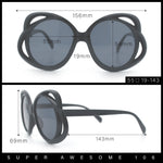 Womens Scribble Petal Rim Plastic Round Cute Feminine Sunglasses