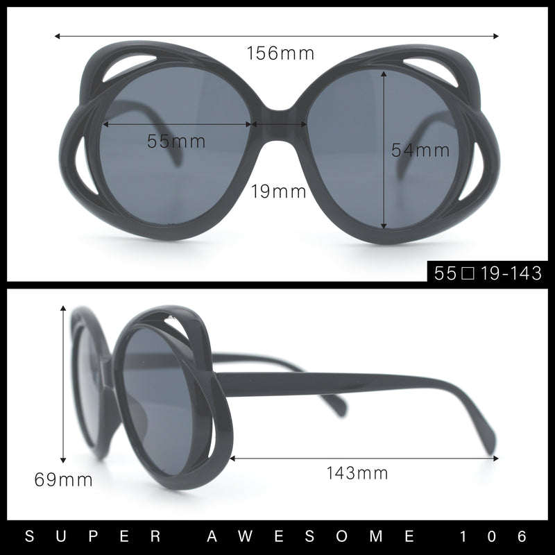 Womens Scribble Petal Rim Plastic Round Cute Feminine Sunglasses