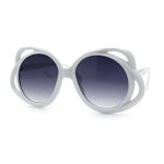 Womens Scribble Petal Rim Plastic Round Cute Feminine Sunglasses