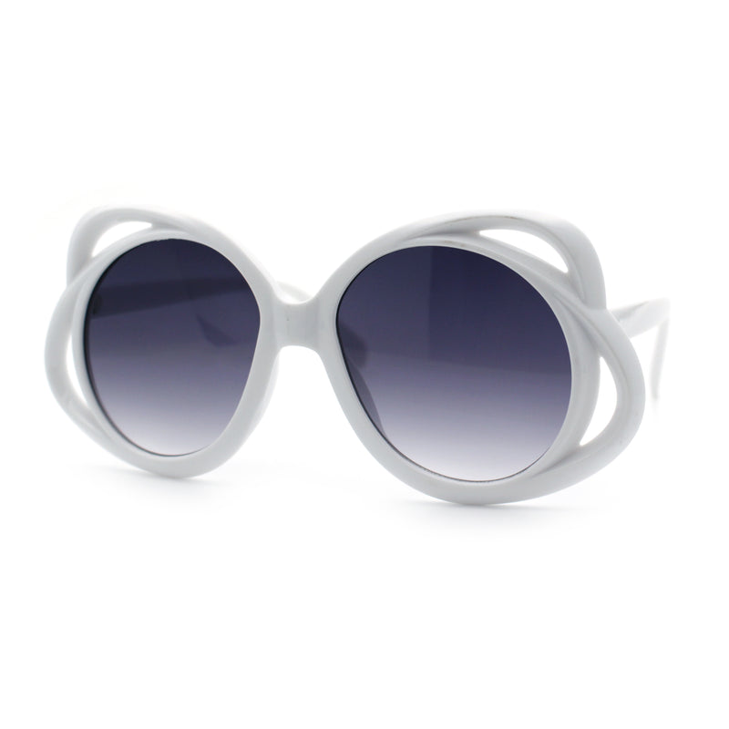 Womens Scribble Petal Rim Plastic Round Cute Feminine Sunglasses