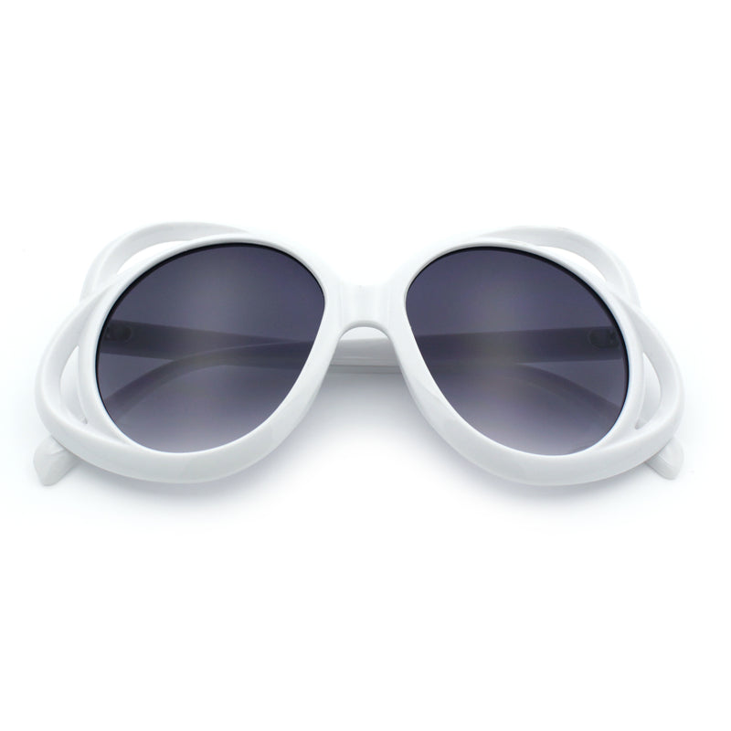 Womens Scribble Petal Rim Plastic Round Cute Feminine Sunglasses