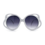 Womens Scribble Petal Rim Plastic Round Cute Feminine Sunglasses