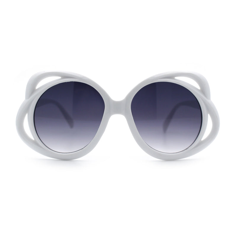 Womens Scribble Petal Rim Plastic Round Cute Feminine Sunglasses