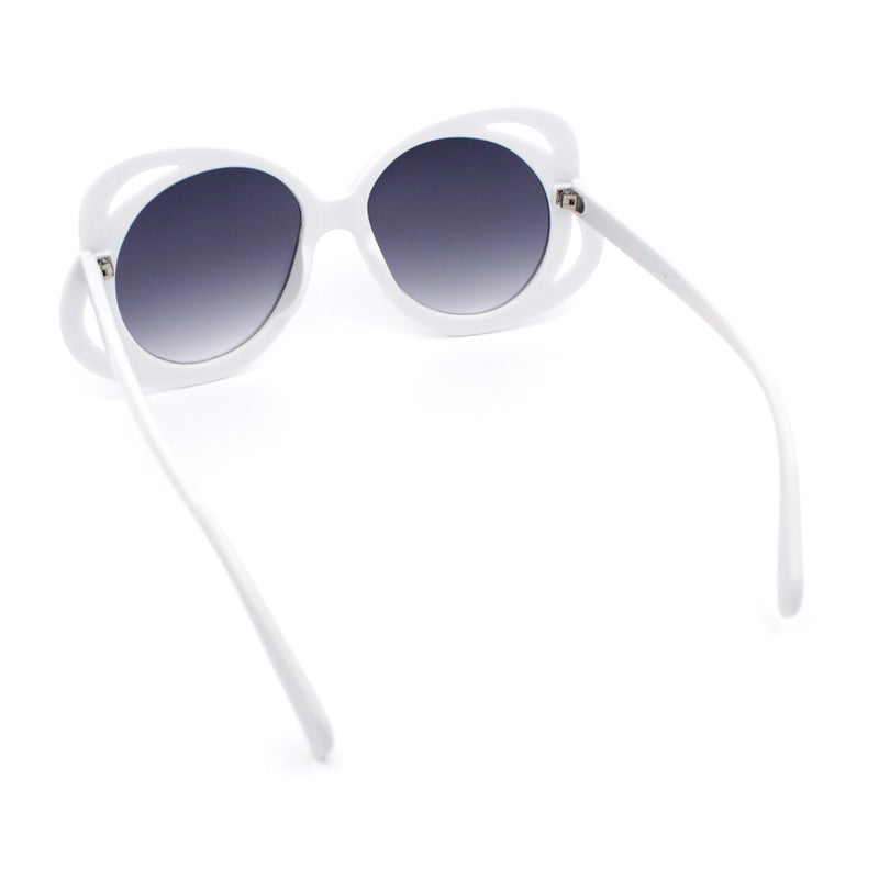 Womens Scribble Petal Rim Plastic Round Cute Feminine Sunglasses