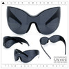 Oversized High Temple Wrap Around Shield Rimless Futurism Sunglasses