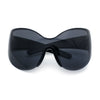 Oversized High Temple Wrap Around Shield Rimless Futurism Sunglasses